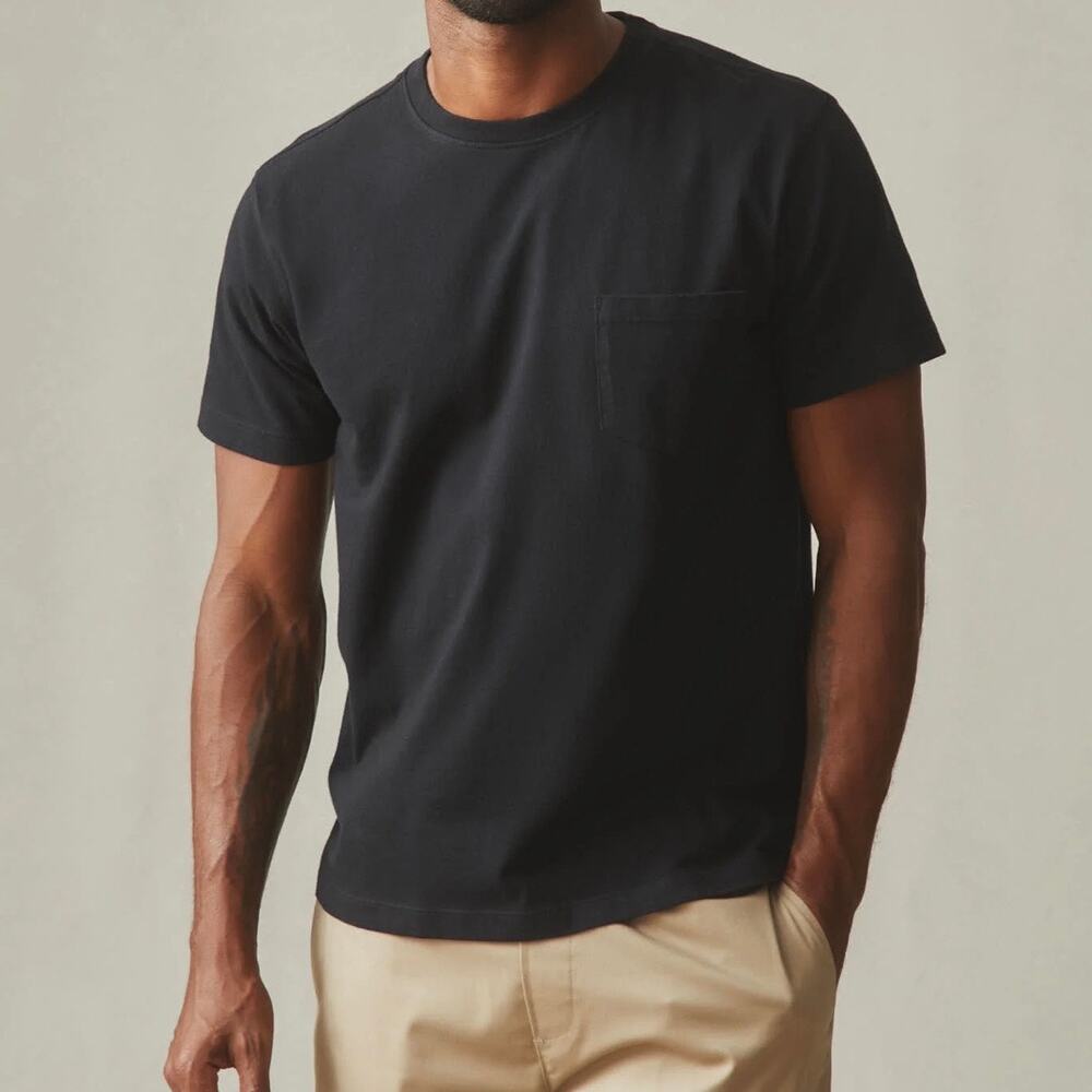 American Giant 100% Cotton Pocket Crewneck Tee Shirt Men's Large Black